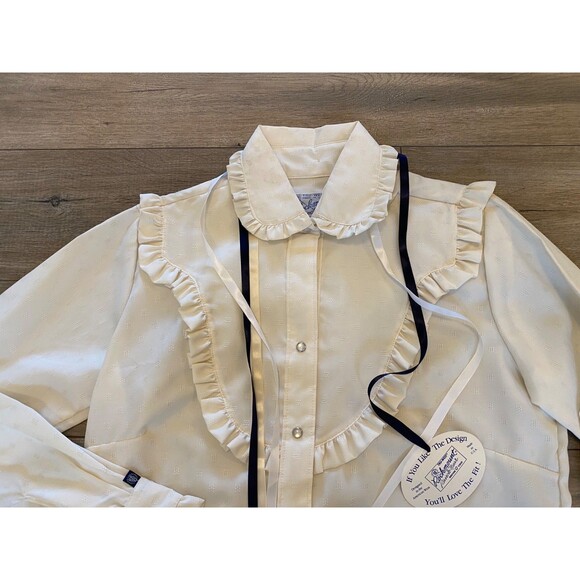 Rockmount Ranch Wear Womens M Western Shirt Cowboy Pearl Snap Ribbon Top READ - Picture 2 of 9